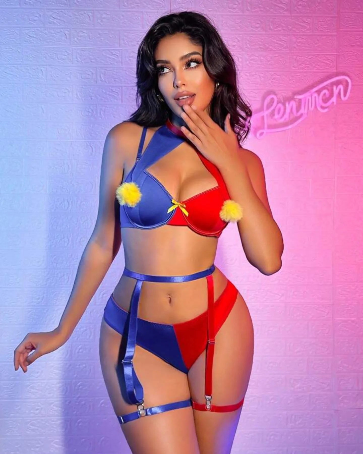 Harlequin Roleplay Sexy Garter Set