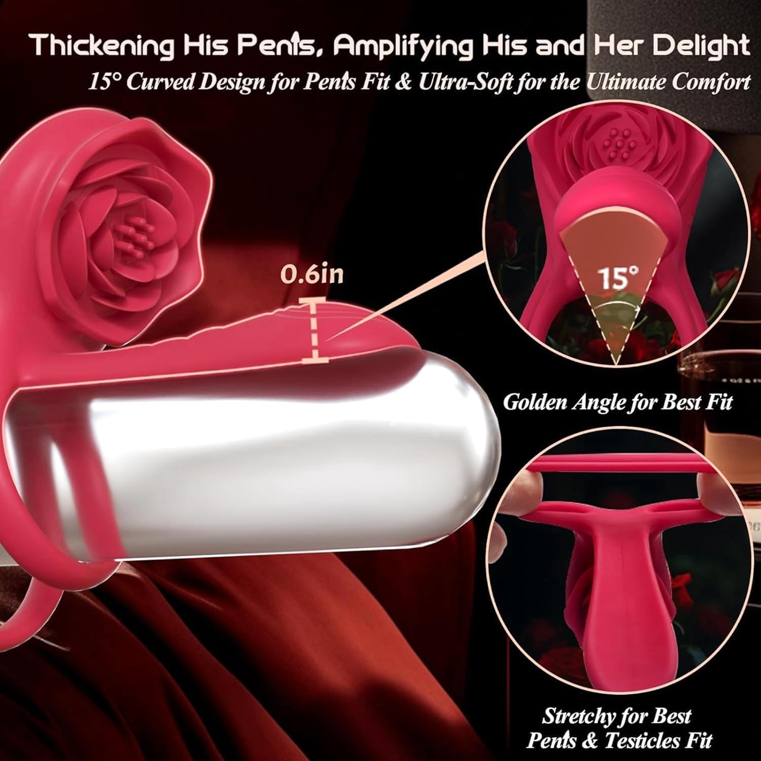 Remote Control 3 in 1 Rose Design Dual Stimulator Cock Ring