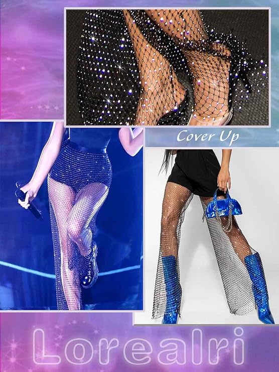 Mesh Rhinestone Fishnet Pant/Legging Sparkly Crystal Cover Up