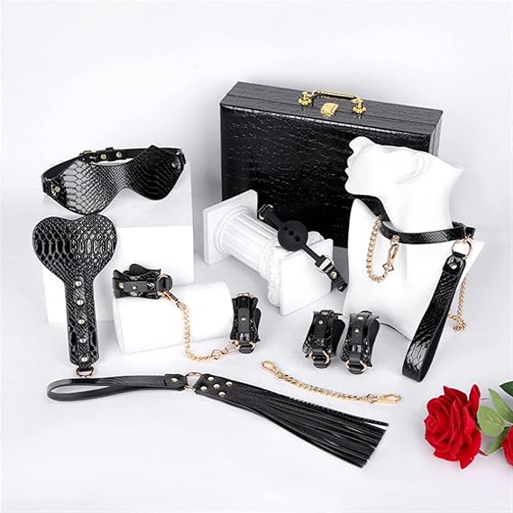 Premium 12pc Crocodile Print BDSM Kit with Free Box