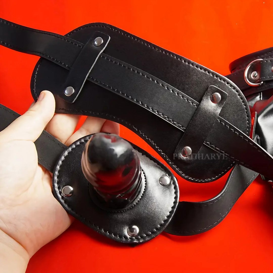 PU Leather Head Hood Blindfold Bondage