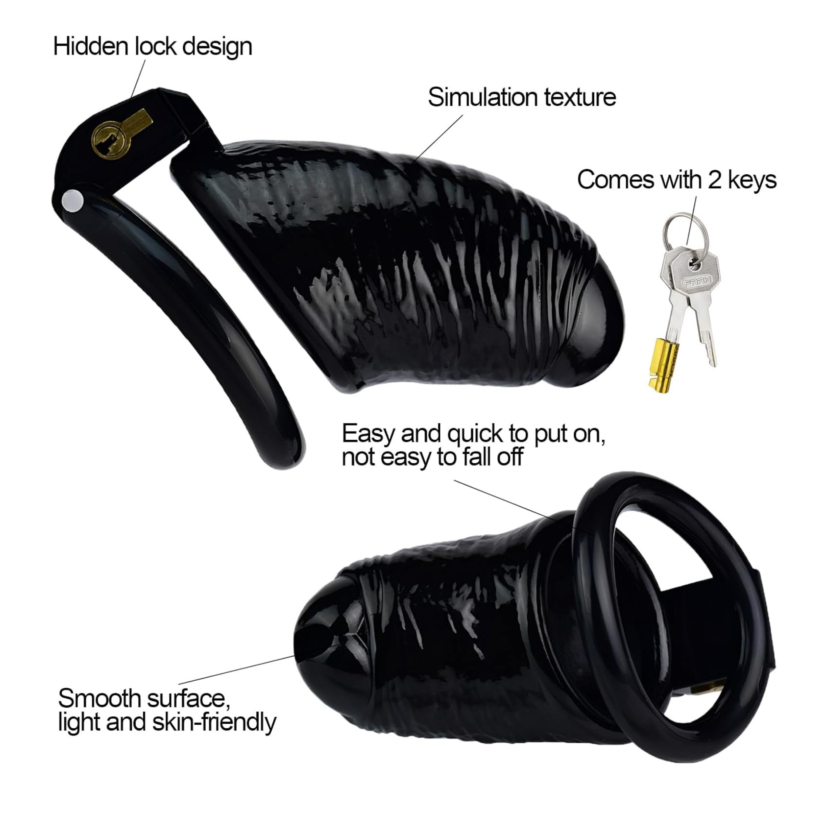 Premium PVC Ribbed Male Chastity Cage
