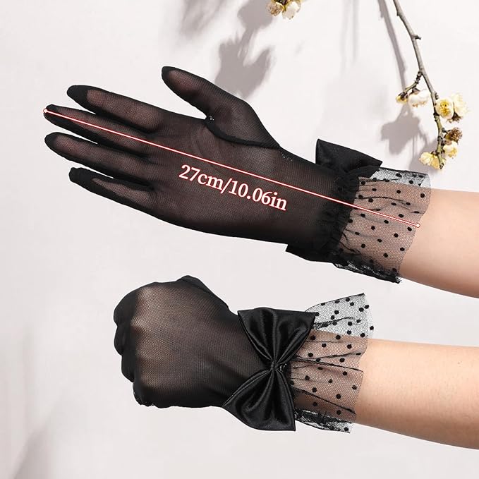 Short Plain Polka Dot Gloves