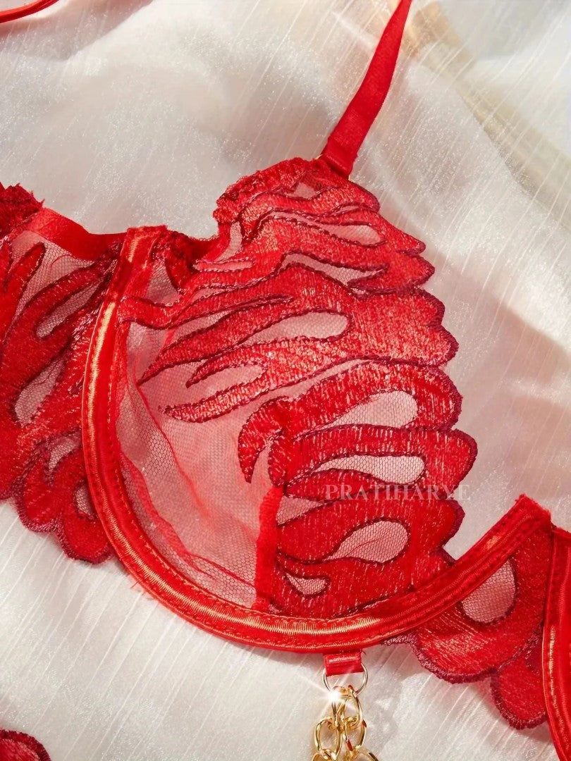 Red Luxe Lingerie Garter set