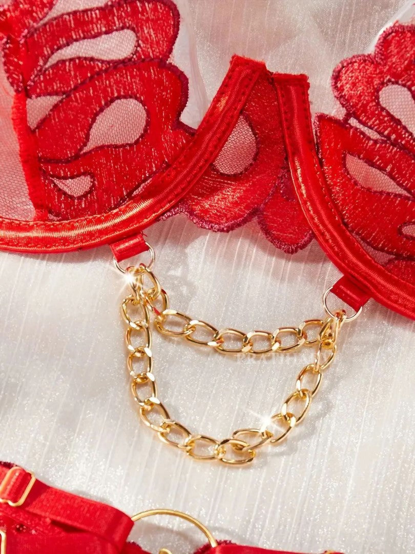 Red Luxe Lingerie Garter set