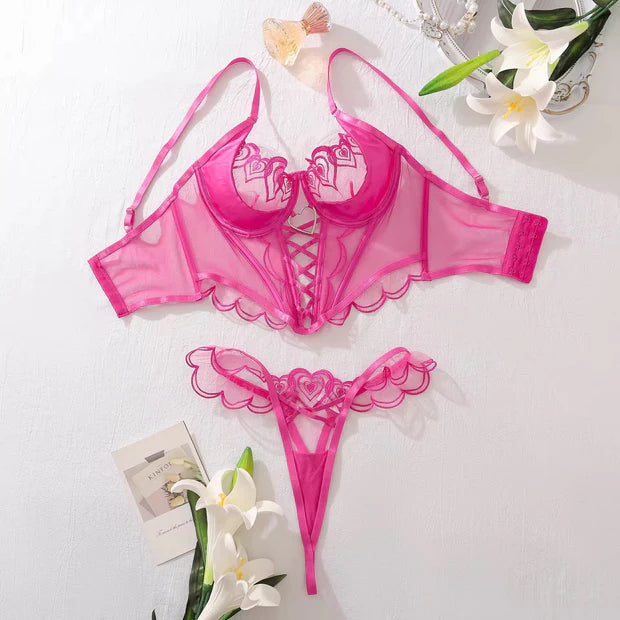 Heart Lace Corset Lingerie/Bikini Set