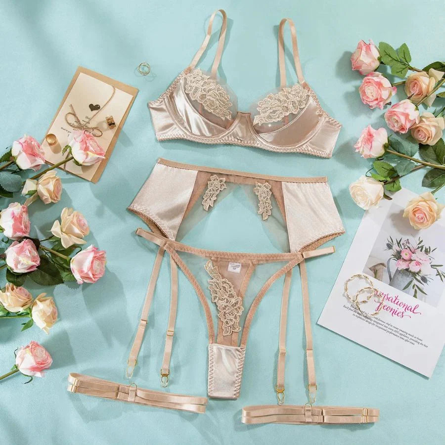 Ivory Lace Desire Sexy Garter set
