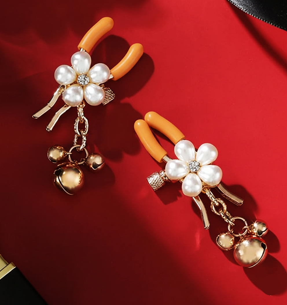 Premium Rhinestone & Hanging Bell Nipple Clamps