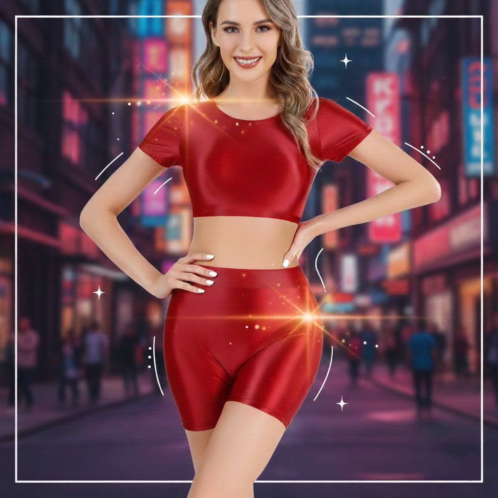 2 Piece Oily Shiny Yoga Gym Fitness Tights