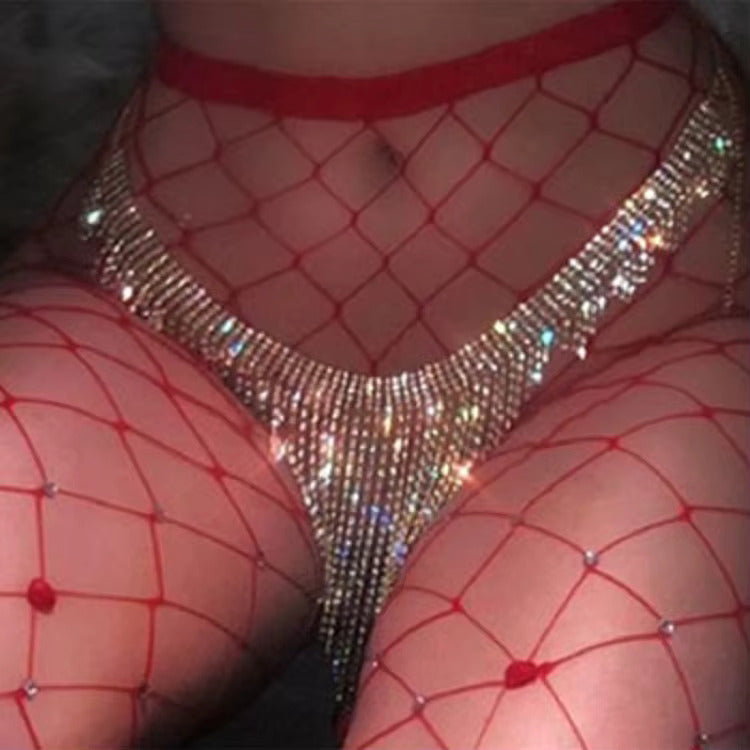 Midnight Dazzle Rhinestone Chain Thong