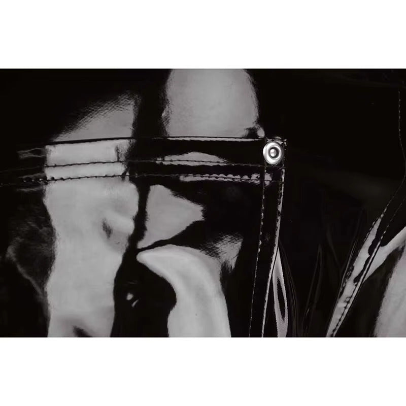 Black High-Gloss Vinyl Leather Pants