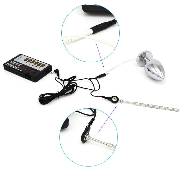 Electro Massager Butt/Anal Plug with Urethra Plug