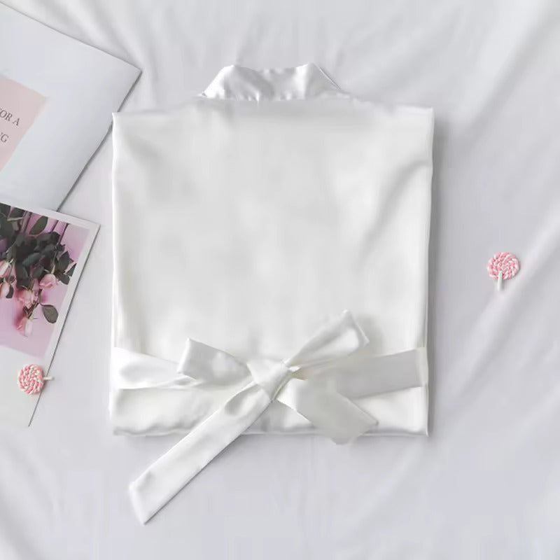 Embroidery Bride & Bridesmaids Silk Satin Robe