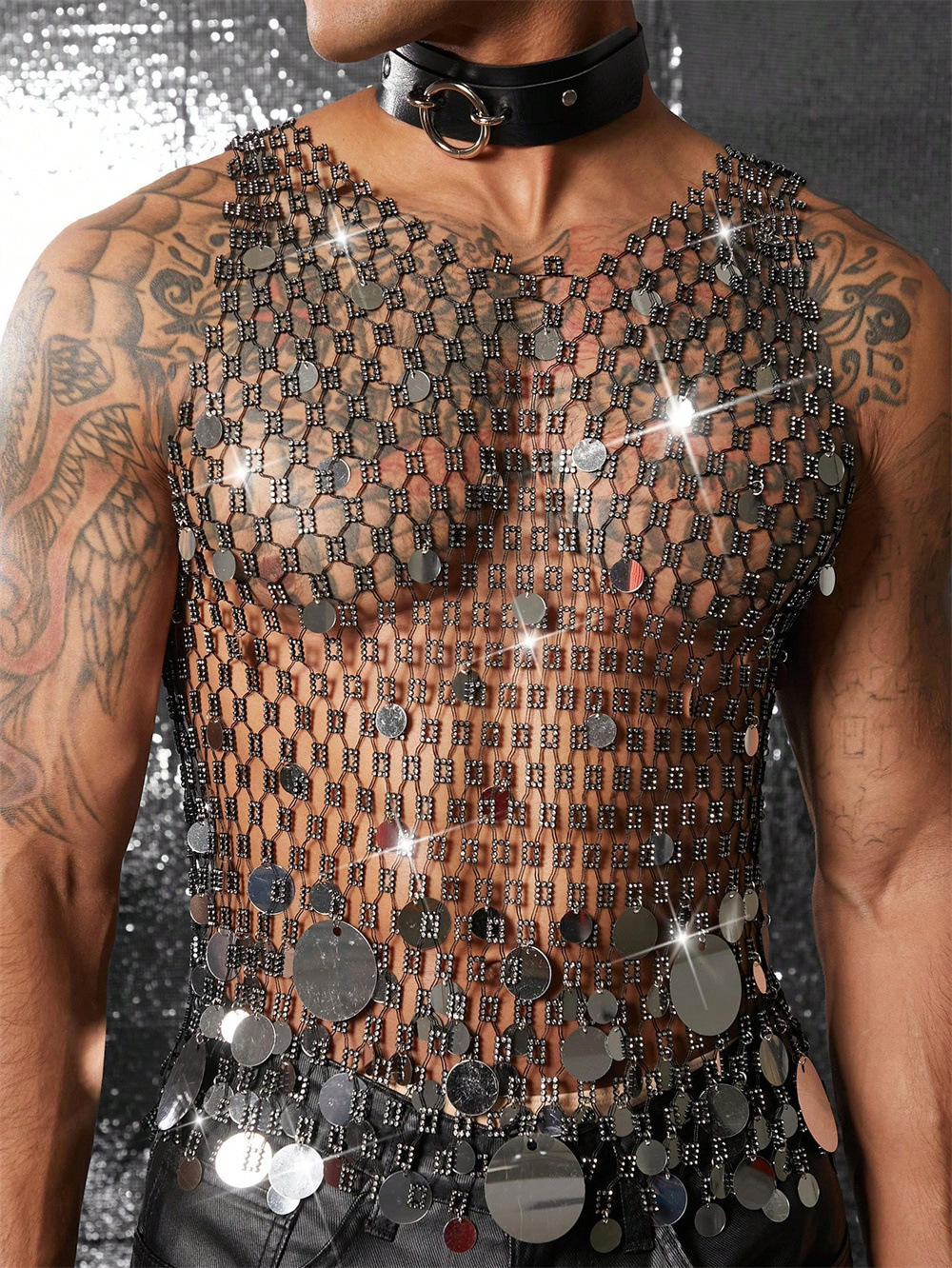 Men’s Sheer Diamond Mesh Top