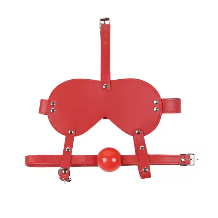 Leather Eye mask with Mouth Gag Ball