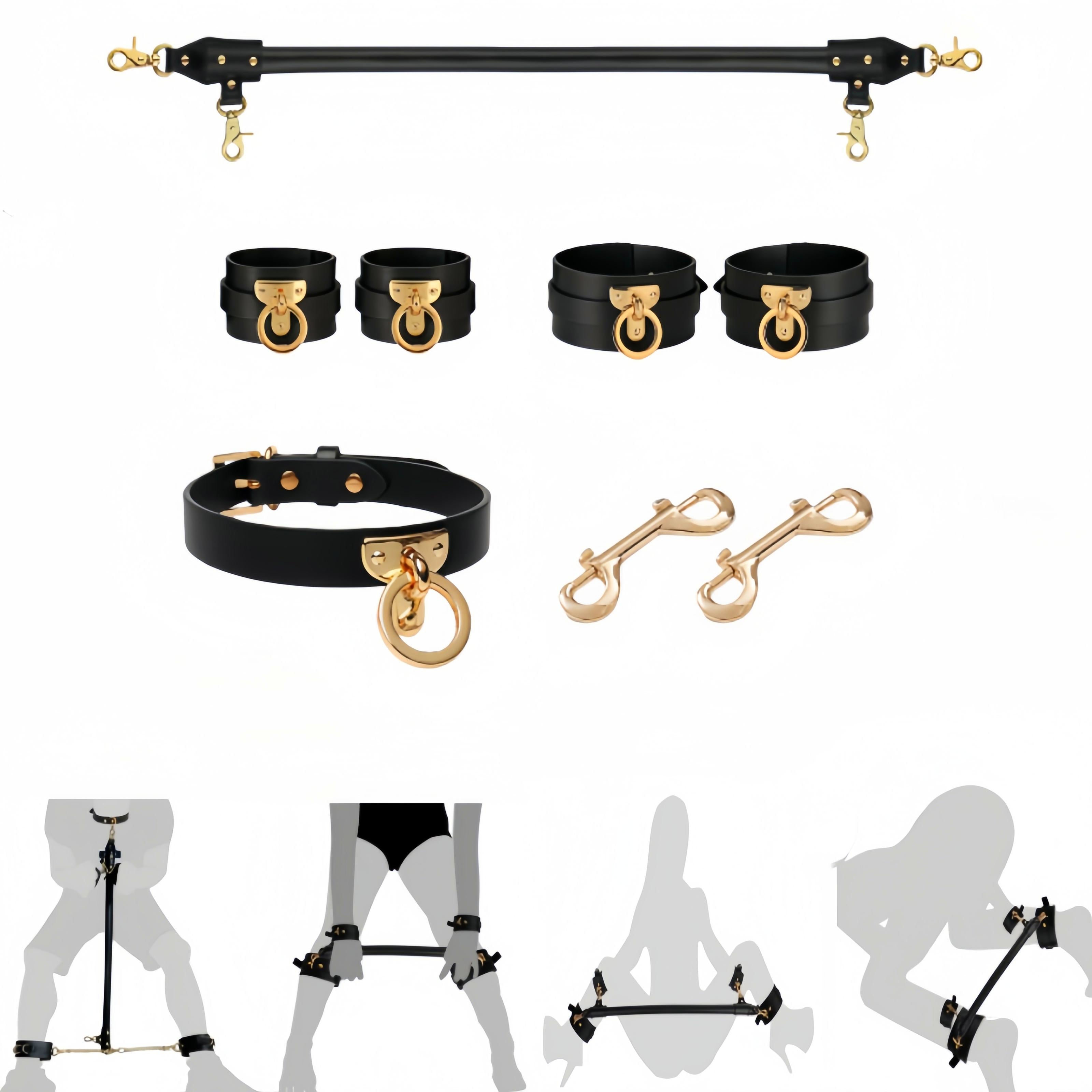 Luxury PU Leather Spreader Bar with Hand & Anklecuff