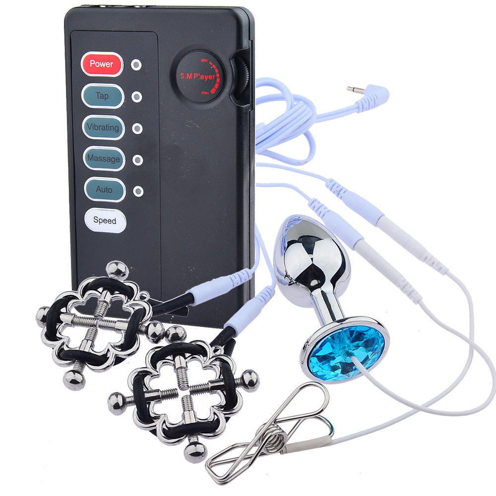 Electric Shock Nipple Clamp & Butt Plug Set