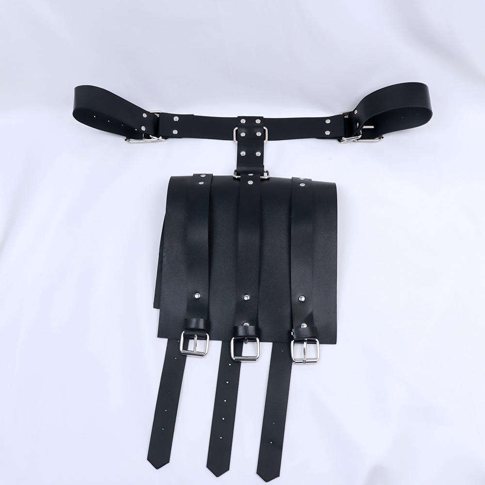 Leather Bondage Back Handcuff Restraint Harness
