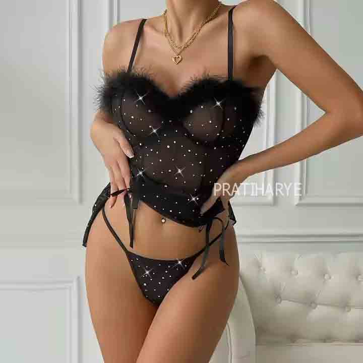 Sheer Mini Bow Babydoll Dress