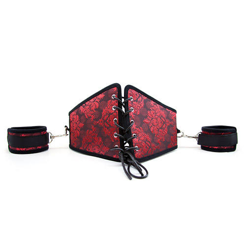 6pc Bondage Corset Red Lace Kit