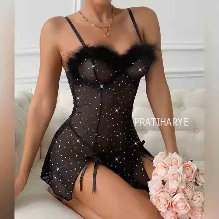 Sheer Mini Bow Babydoll Dress