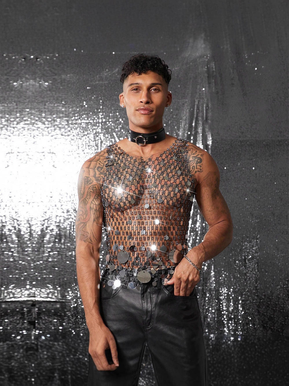Men’s Sheer Diamond Mesh Top
