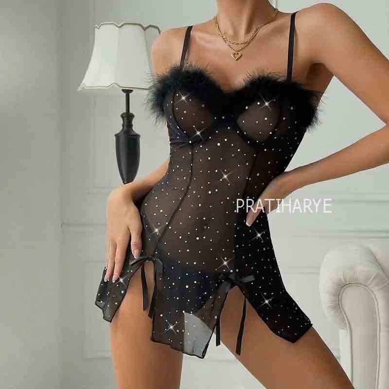 Sheer Mini Bow Babydoll Dress