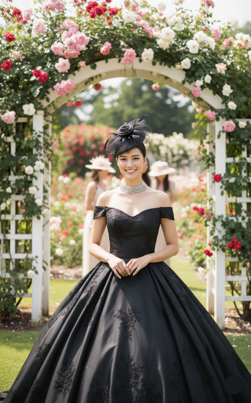 Classic Black Rose Fascinator Hat