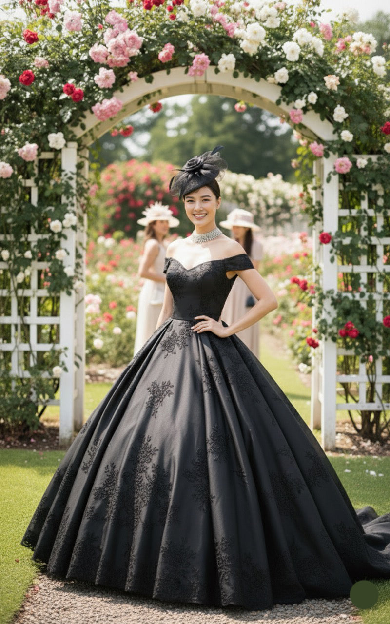 Classic Black Rose Fascinator Hat