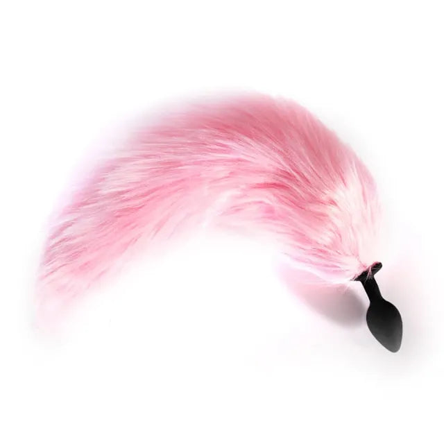 LED Glowing Fox Tail with Silicone Plug Pink