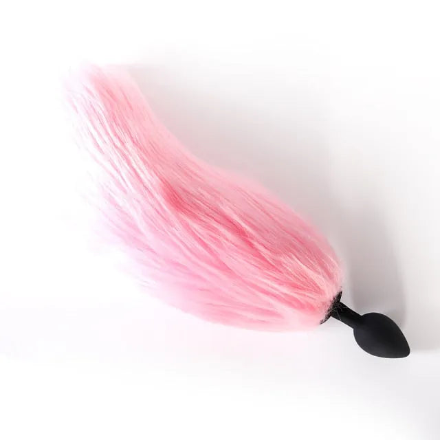 LED Glowing Fox Tail with Silicone Plug Pink