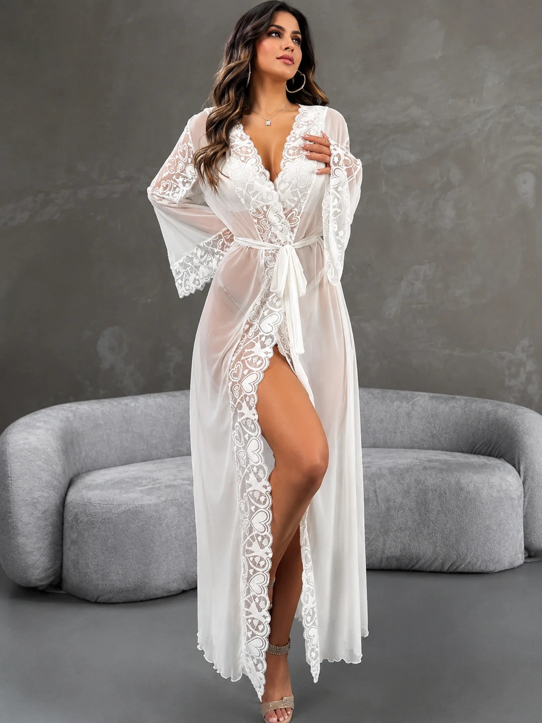 Ethereal Lace Bridal Robe