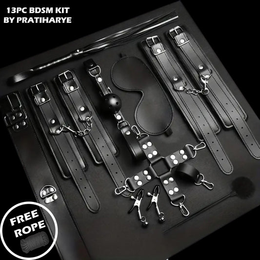 13 Pc BDSM-Bondage Kit with Free Rope