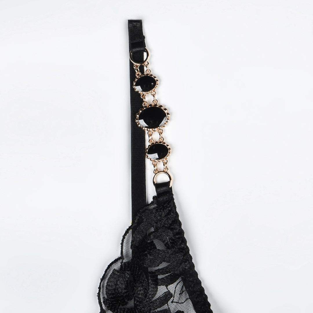 Lace Garter Set with Gemstones