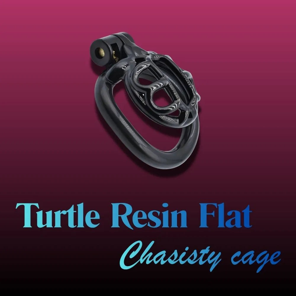 Premium Turtle Flat Resin Chastity Cage with 4 Rings