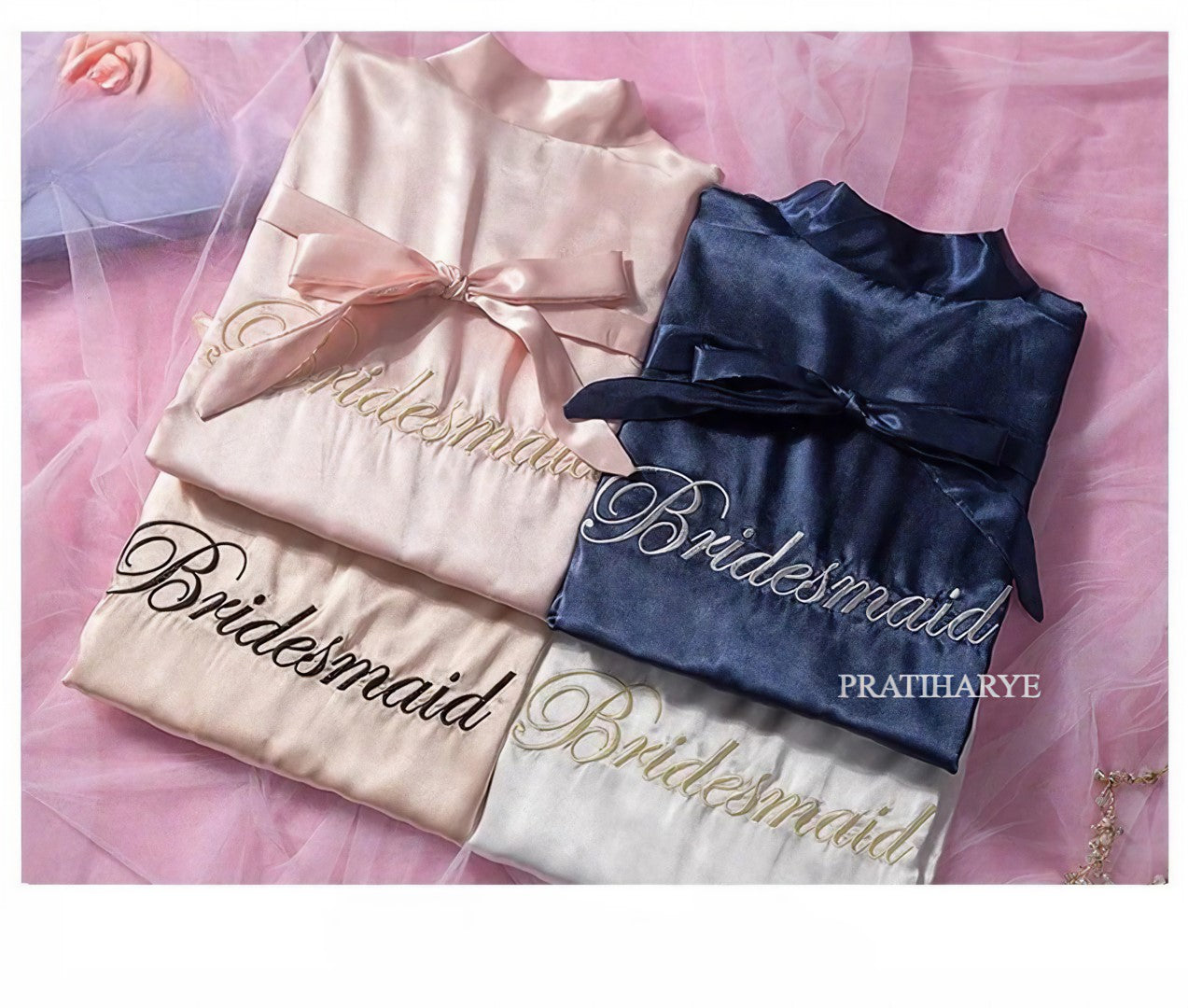 Embroidery Bride & Bridesmaids Silk Satin Robe
