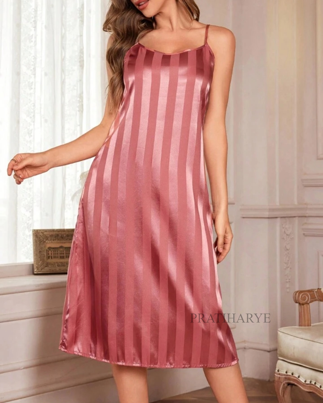 Premium 2pc Strappy Satin Long Nightwear Robe Set