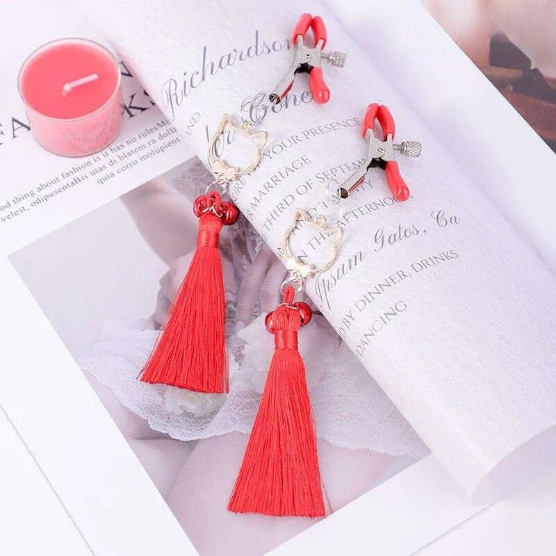 Teddy Hanging Nipple Clamps with Tassels
