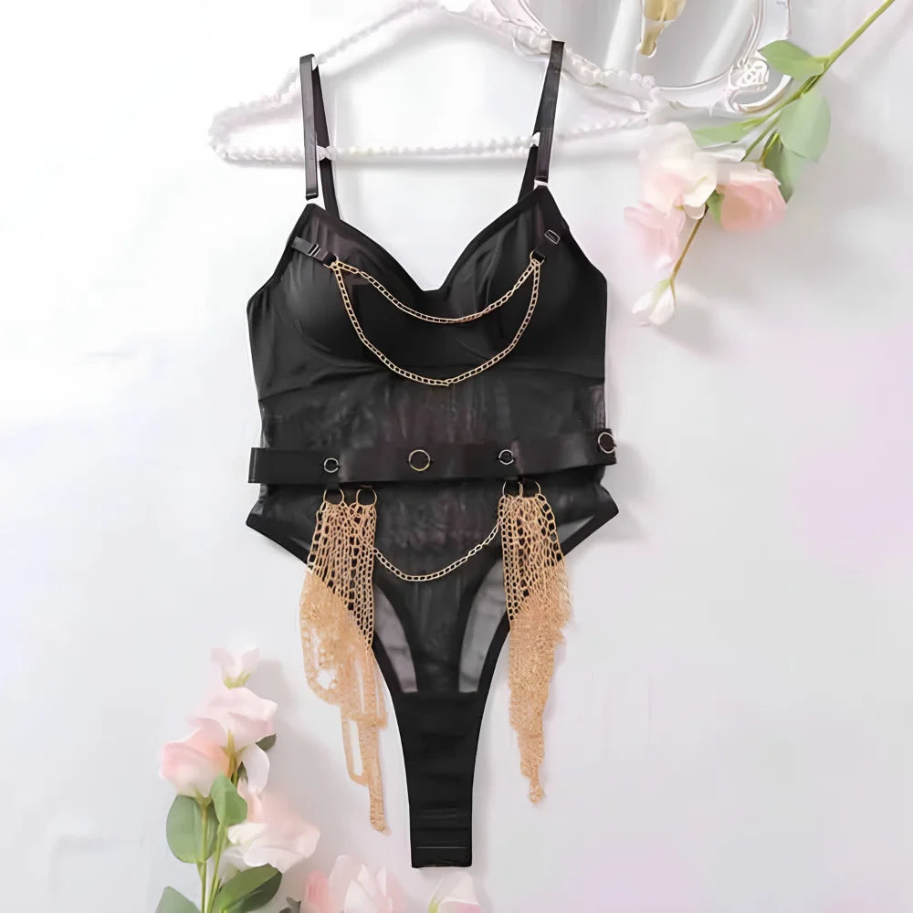 Premium Sexy Lingerie Golden Chain Style Bodysuit
