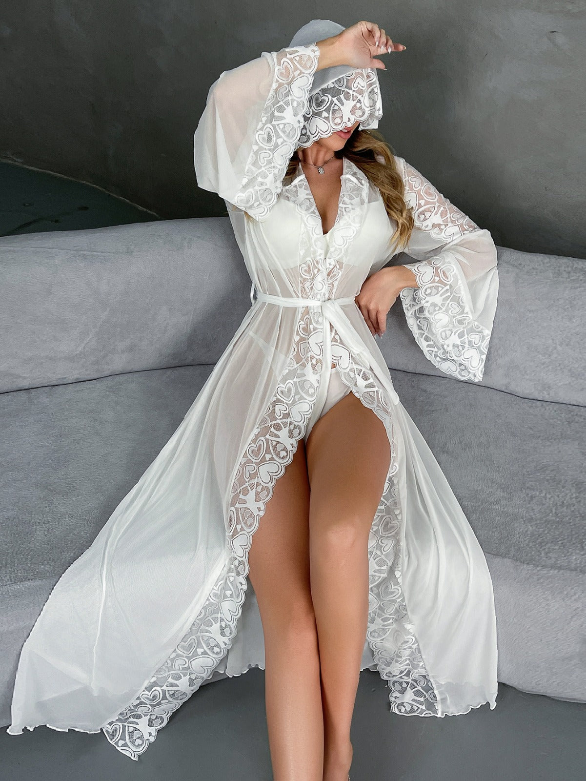 Ethereal Lace Bridal Robe