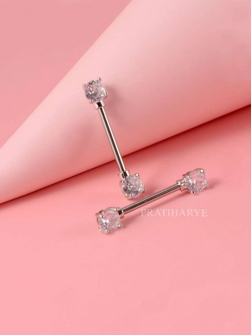 16mm Nipple Piercing with Zircon Stones