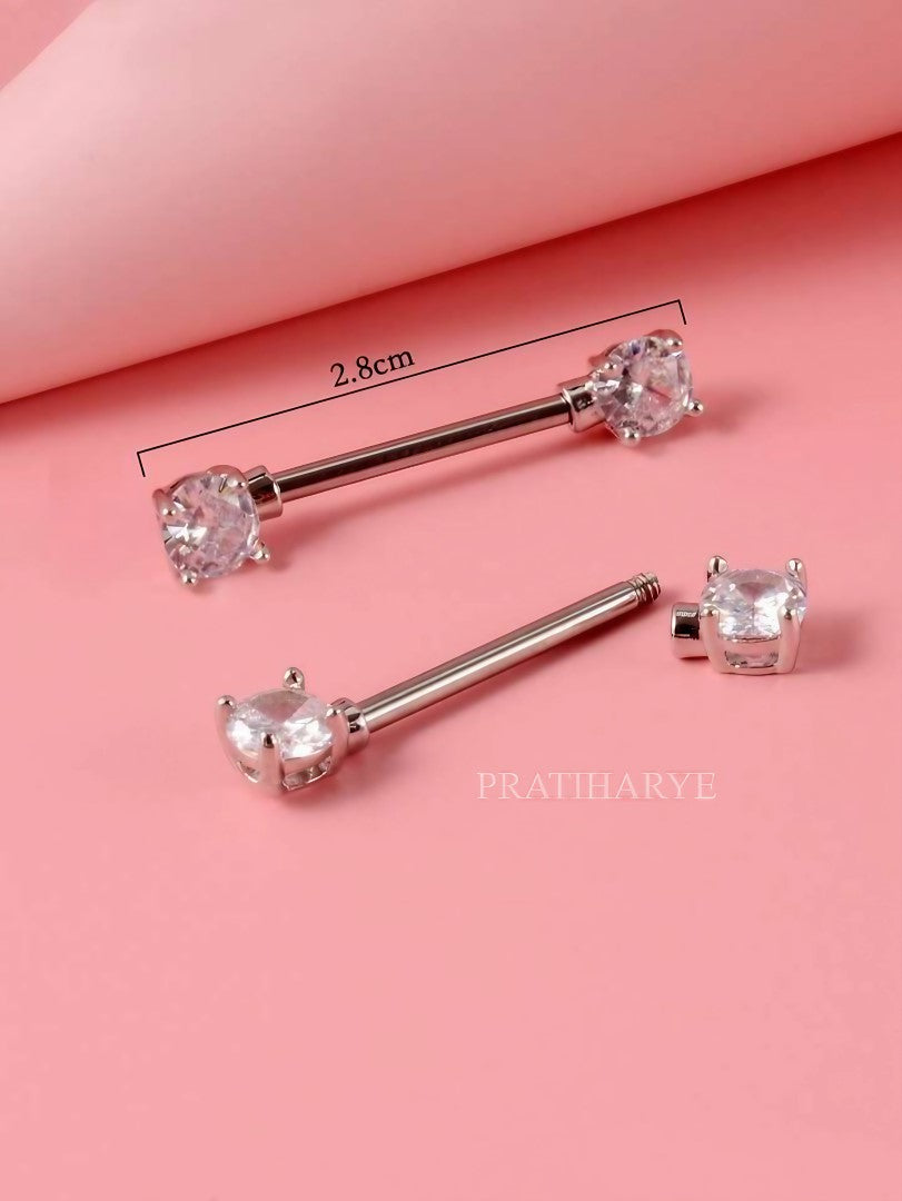 16mm Nipple Piercing with Zircon Stones