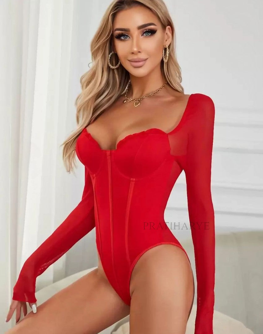 Sweetheart Neck Corset Style Bodysuit