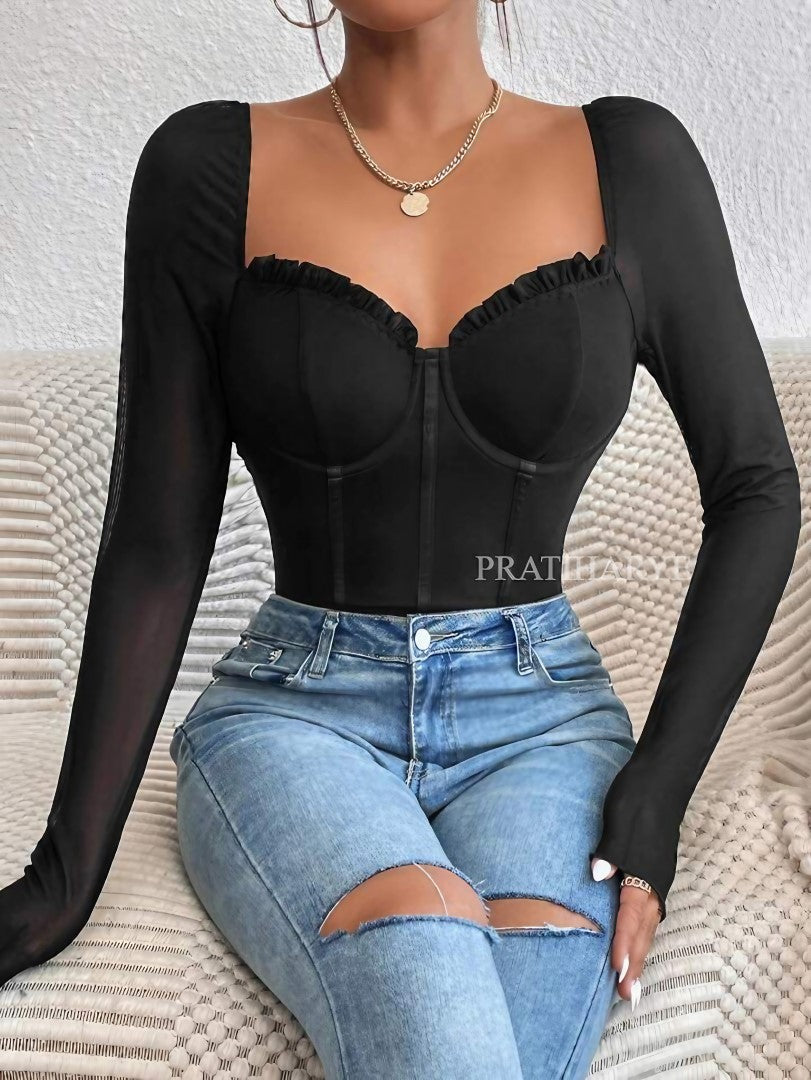Sweetheart Neck Corset Style Bodysuit
