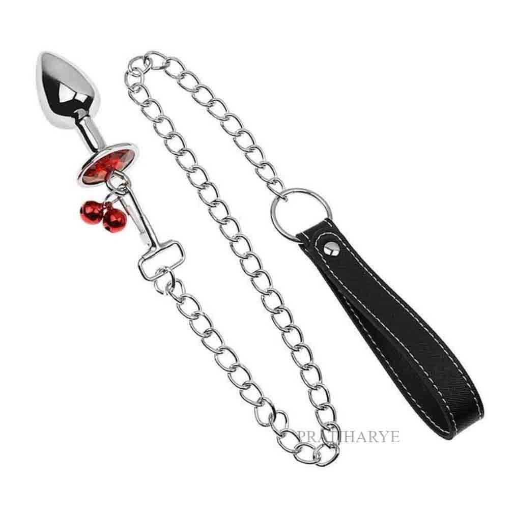 Heart Bejeweled Butt Plug with Chain