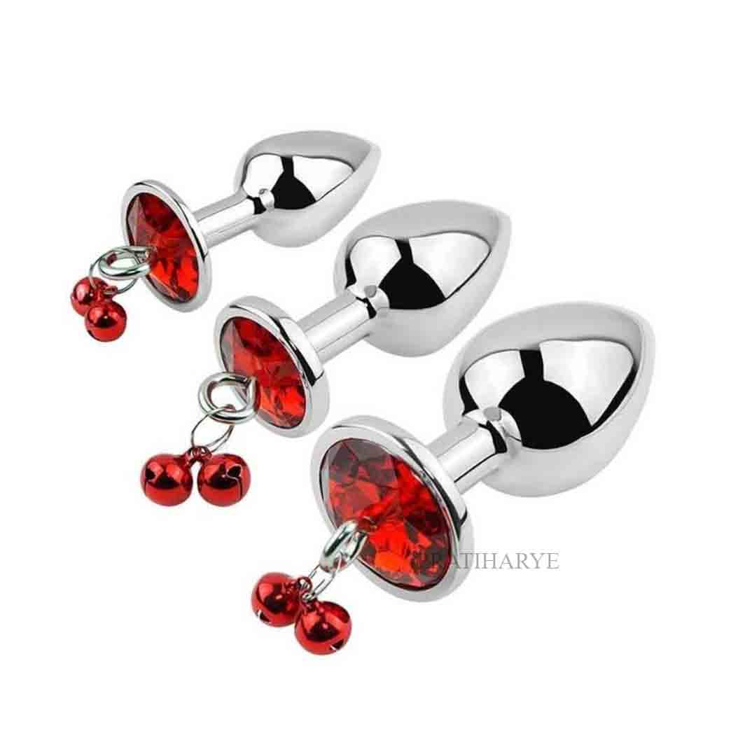 Heart Bejeweled Butt Plug with Chain