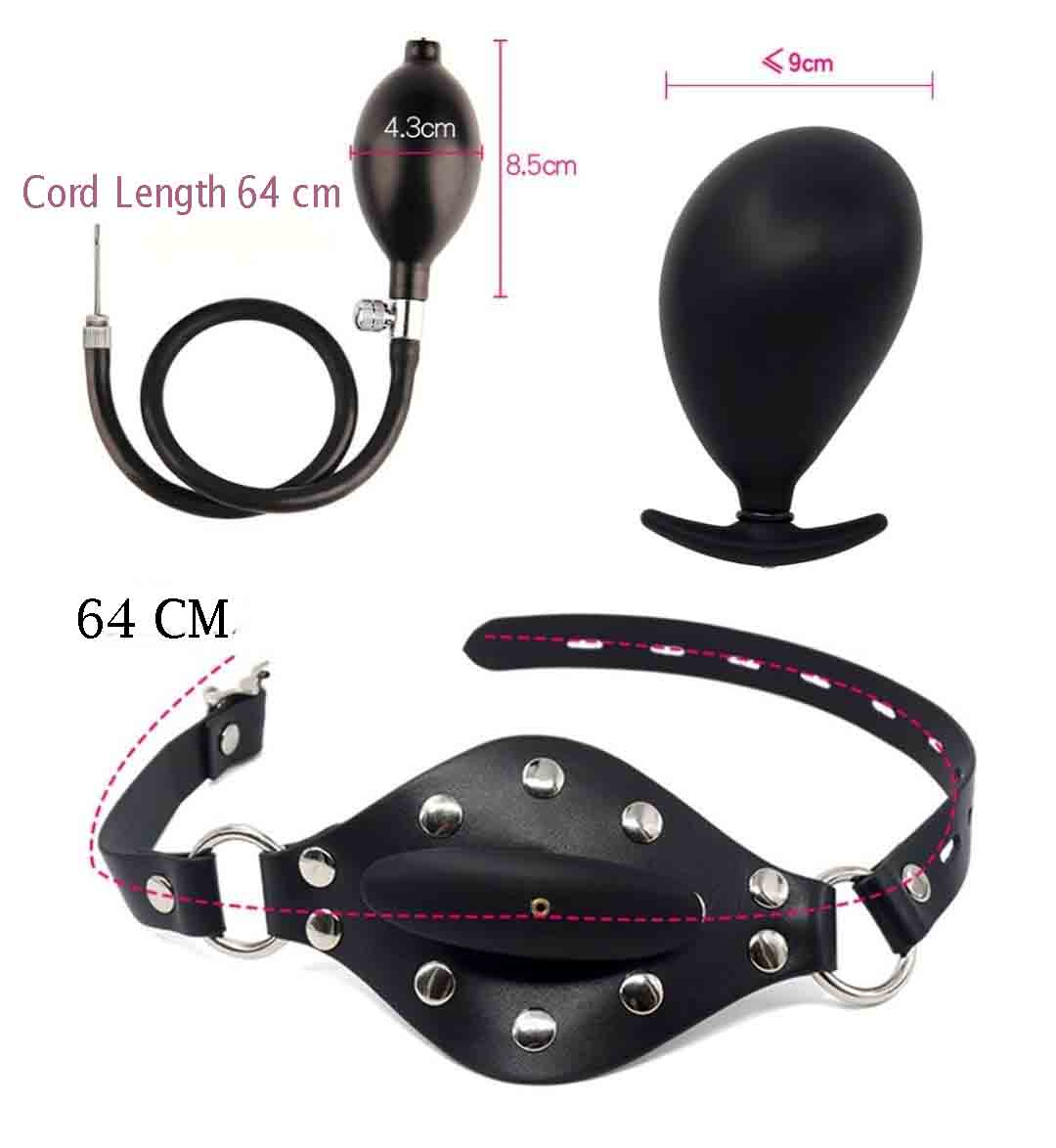 Inflatable Mouth Gag Face Strap with Dildo