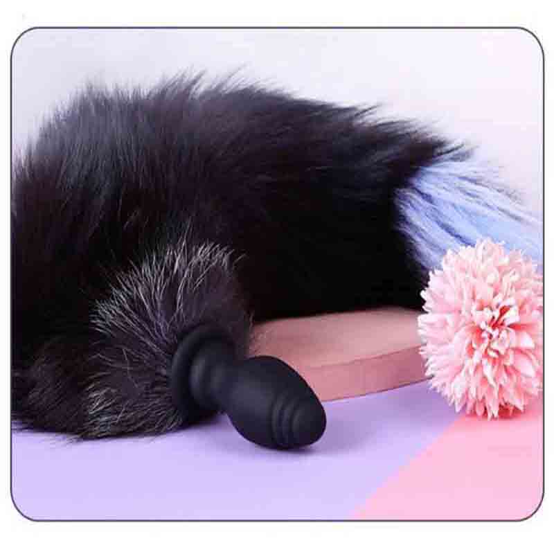 Thick Fox Tail Silicone Vibrator Butt Plug with/without Remote