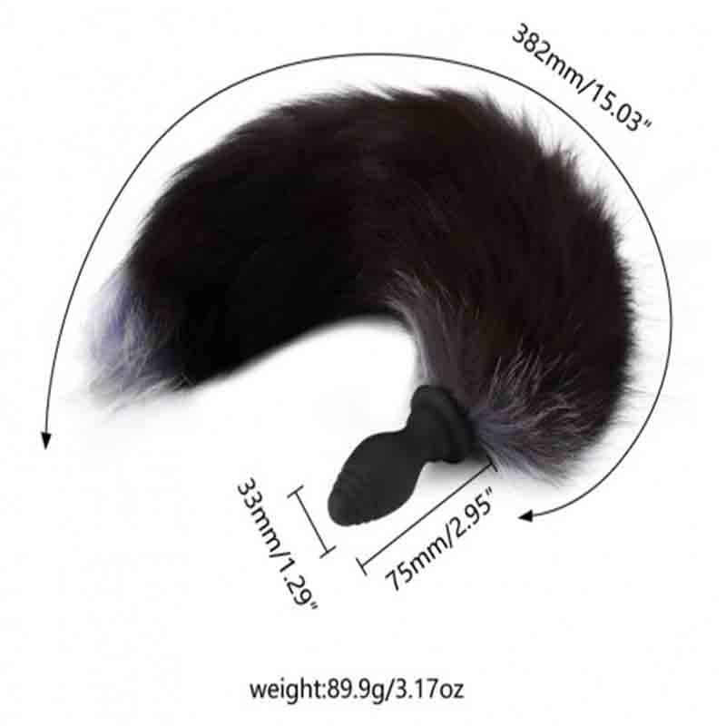 Thick Fox Tail Silicone Vibrator Butt Plug with/without Remote