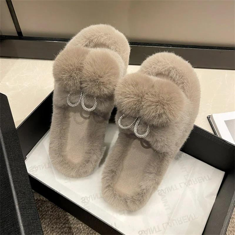 Cute Furry Glittery Pom-Pom Slippers
